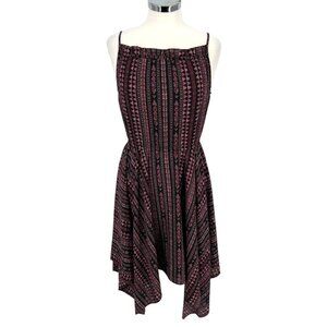 1. State Boho Handkerchief Hem A-Line Dress Black Pink Size XS NWOT